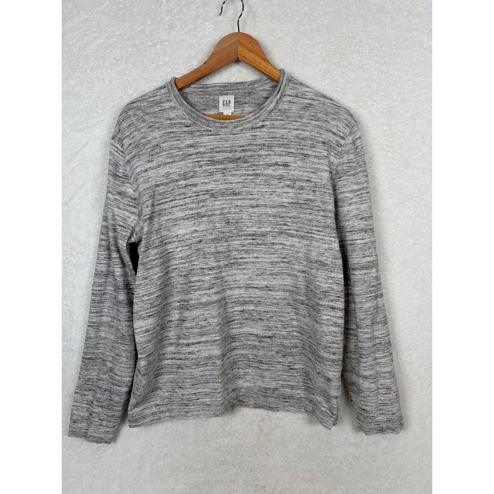Gap Sweater Mens M Gray Casual Marl Knit Cotton Wool Blend Long Sleeve A-976